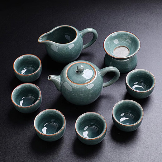Zhenxiqi Tea Set High-end Ge Kiln Ceramic Kung Fu Tea Set Office Tea Set Gift Box Teacher's Day Gift Ge Kiln Teapot Tea Set Gift Box
