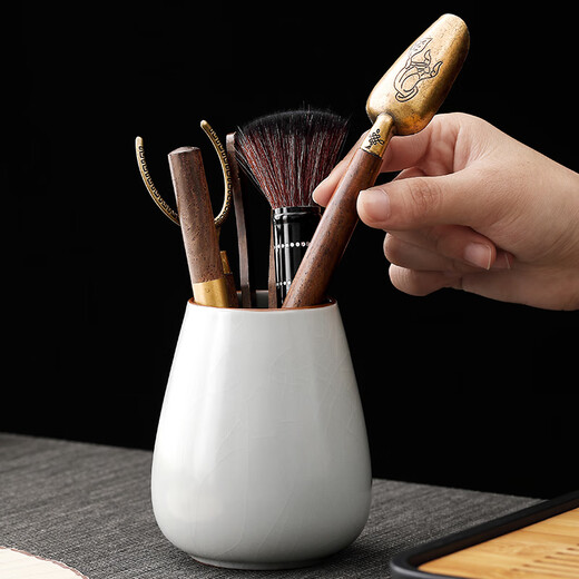 Tangfeng Ru Kiln Kung Fu tea set complete set with tea tray for home office reception high-end light luxury ceramic teapot tea cup set Ru Kiln Tianle covered bowl 10 pieces + Pinsheng