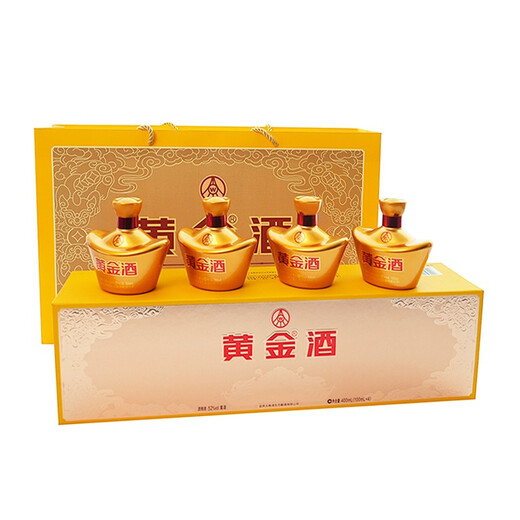 Goldener Wein [neues Produkt] 52-Grad-Goldwein, kleiner Barren, vier Flaschen, Gesamtpackung, Geschenktüte, 52-Grad 100ml, 4 Flaschen, Geschenkboxpackung