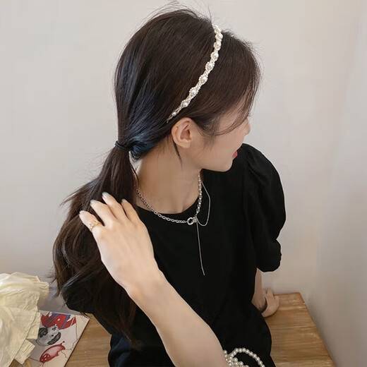 Yuesuiren celebrity imitation pearl headdress women's hair bundle thin hair hoop female fairy headband elegant temperament versatile hairpin hair accessories elegant temperament headband