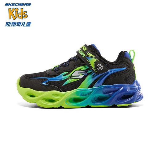 Skechers斯凯奇男童荧光闪灯鞋童鞋透气跑步运动鞋撞色大童跑鞋400103L