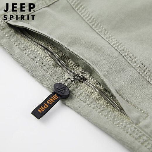 Jeep吉普休闲裤男中年夏季新品薄款纯棉宽松直筒工装裤多口袋直筒裤 浅灰色 XL（建议140-160斤）