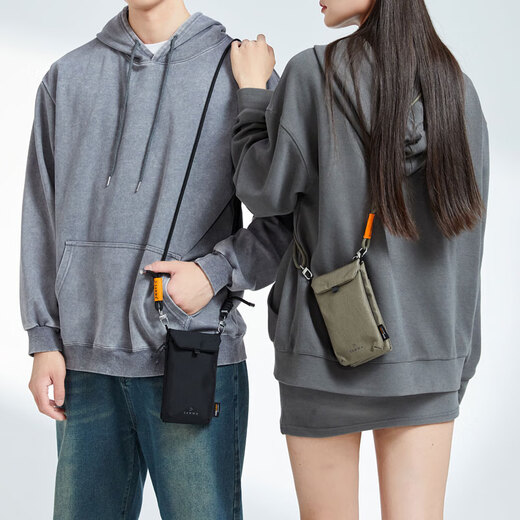 SANWA SUPPLY Fashion One-Shoulder Crossbody Mobile Bag CORDURA Wear-resistant Dual Machine Storage Bag Outdoor Bag Large Capacity Water Bottle Vertical Gray Tea Green
