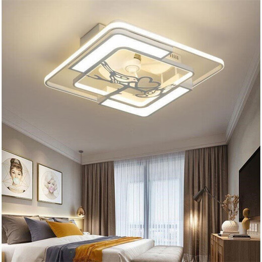 Xmsjmnuhg unsichtbarer Deckenventilator leichte moderne einfache Deckenlüfter Leichtes LED -Schlafzimmer mit elektrischem Lüfter Kronleuchter Wohnzimmer 9902 Runde