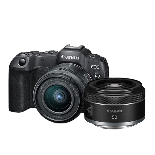 Canon R8 Micro Cámara única de marco completo 6K VIDEO VLOG VLOG ALTA ALTA VIACE Micro Camera EOS R8 R8 Cámara digital R8 + 24-50 Máquina de set + RF50 1.8 Paquete de doble cabeza de retrato Uno [incluidos accesorios básicos, obtenga otro paquete de regalo de 699 yuanes]