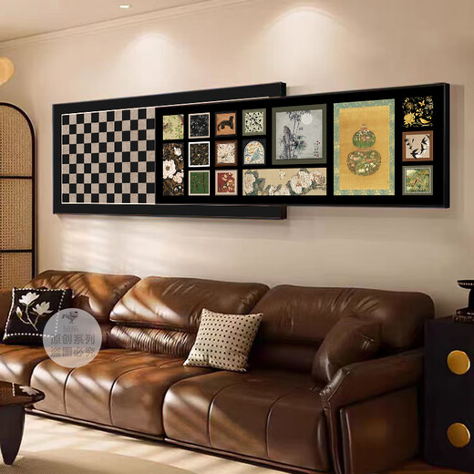 Huaixue mittelalterlicher Stil Wohnzimmer Dekorative Gemälde Nische Bailian Sofa Hintergrund Wandmalereimalerei Französisch Retro High-End-überlagerte Hängsmalerei E838 180*76/180*60 Kristallporzellan Aluminiumlegierung schwarzer Rahmen