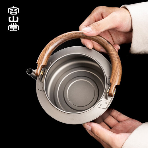 
Rongshantang pure titanium kettle teapot outdoor teapot household large capacity teapot teapot electric pot pottery set pure titanium kettle-Guanlan kettle 1050ml