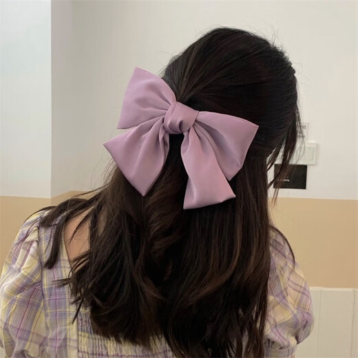 Yililuo Big Bow Hairpin French Retro Satin Net Red Hair Accessory Women's Half-tied Hair Temperament Top Hairpin at the Back of the Head Bow Milky White