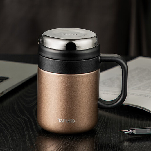 Tafuco316 Copa de agua de la oficina de negocios de acero inoxidable Termos con mango con separador de té con tapa T6172 Knight Black 0.5L