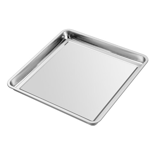 Shengnian stainless steel square tray commercial household dish plate fish plate punching plate dryer oil tray barbecue plate 410 material non-porous type extra thick type 50x50x4.8cm