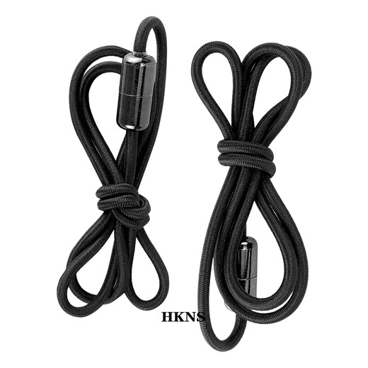 HKNS round lazy shoelaces, leather shoes, sneakers, one-on-one men's and women's elastic elastic straps, no need to tie, no need to tie shoelaces, black 1 pair
