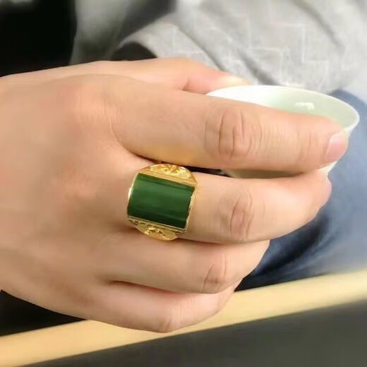 Seiko Gold-plattierte 9 Ringe für Männerstil, Glücksspiel türkiser Edelstein-Gold-Ringe können angepasst und gegeben werden, um türkisfarbene Edelstein-Edelstein-Ring 16,89g zu vermitteln [steht kurz vor dem Verkauf von 16.856 Yuan]
