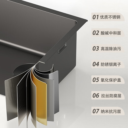 Jomoo sink under counter digital display Raindance kitchen sink basin handmade sink 304 stainless steel thickened large single tank 60*40 under counter digital display Raindance-luxury package