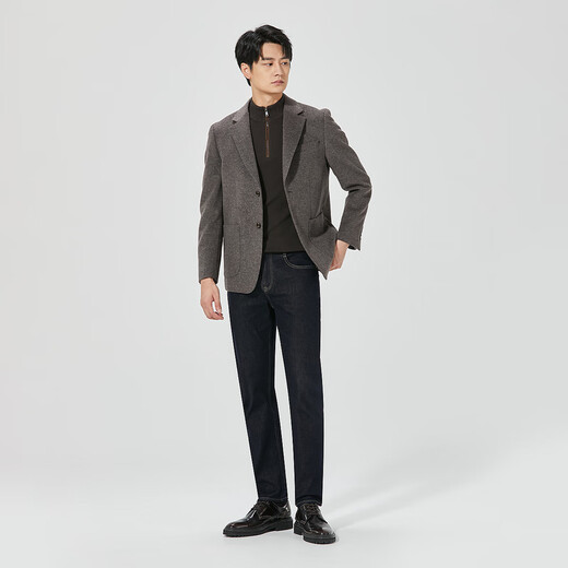 利郎羊毛呢西服外套男保暖商务男士毛呢大衣外套 灰咖（24DYR5041Y） M 165/84A