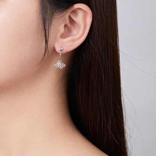 ZLF platinum earrings for women PT950 platinum ginkgo lucky to have you earrings 2.20g