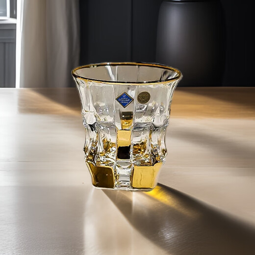 BOHEMIA Czech imported crystal glass light luxury gold-painted whiskey wine beer glass gift wine set 2 gift boxes set hand-painted gold 2 gift boxes 300ml