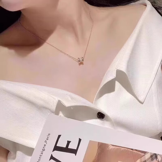 Fat Donglai's same style 18k gold small waist necklace 18K rose girls AU750 color clavicle chain pendant Valentine's Day 18K small waist rose gold necklace
