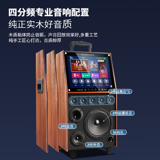 Konka square dance audio with display wireless microphone Bluetooth home ktv singing and dancing live performance karaoke karaoke machine integrated video large volume outdoor trolley speaker 29-inch touch version + 2 microphones