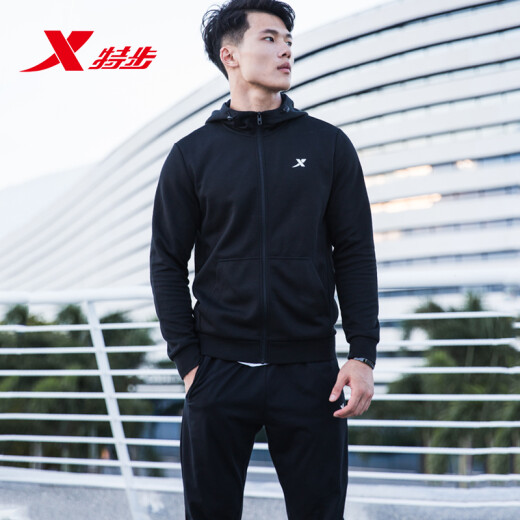 
Extstep sports suit men's sweatshirt spring and autumn style 2025 new spring sportswear sweatshirt hooded jacket two-piece set hooded sweatshirt 9276+black 175/L