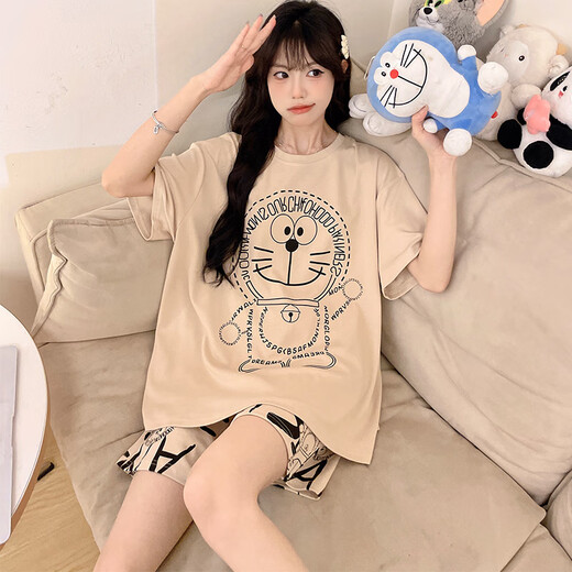 Jinzhi summer large-size pajamas women pure cotton short-sleeved shorts cartoon plus fat plus size fat mm200Jin [Jin equals 0.5 kg] Home clothing set WB short-sleeved cartoon 1343 3XL (180-200Jin [Jin equals 0.5 kg])