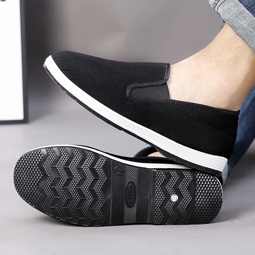 Old Beijing winter plush soft-soled comfortable slip-on white-soled cloth shoes black 41