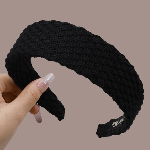 Luruo high skull headband for women 2024 new durable non-slip hairpin high-end widened headband pressure hairband headwear autumn and winter 1# black classic versatile