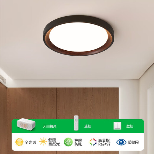 Grand View Garden (DGY) Bedroom Lamp Eye Protection Ceiling Lamp Creative Japanese Retro Study Room Lamp Modern Simple Restaurant Master Bedroom Lamp 125O 48W 3891-Black 50cm-Three Colors