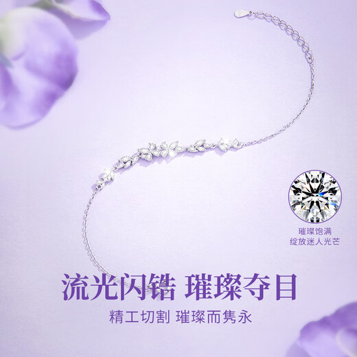 Zhen Shang Silver Chinese Gold Wisteria Flower Bracelet S925 Silver Bracelet Female Niche Light Luxury Gift Birthday Commemoration for Girlfriend and Wife Lucky Wisteria Silver Bracelet + Gift Box + Certificate China Gold Authenticity Guarantee