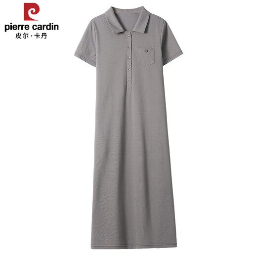 皮尔卡丹（pierre cardin）2025新款Polo连衣裙纯棉女夏翻领长款过膝t恤宽松休闲运动短袖裙 绿色   9859款 L 110-120斤