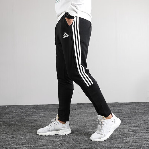 Pantalones para hombres adidas 2025 primavera nueva pantalones de chándal pantalones de chándal delgados de cierre civil suelto transpirable pantalones cómodos dt9901 blanco y negro s