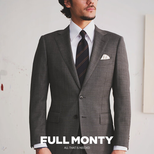 FULL MONTY2024FULL MONTY羊毛西服外套男士灰色亲王格西装商务正装秋季 中灰色3405 46
