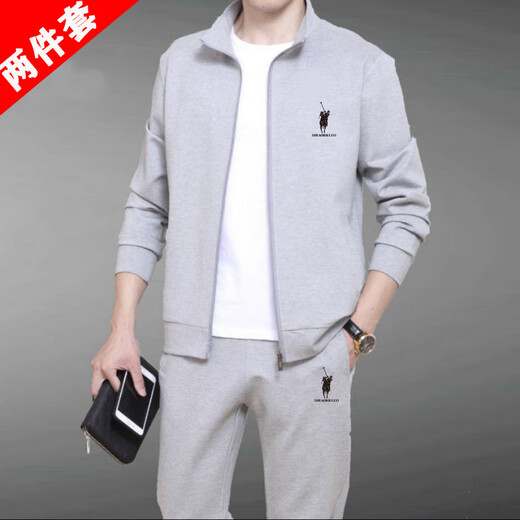 Meloban【三件套】春秋款男士卫衣运动套装秋冬两件套装外套休闲运动服男 深灰【外套+长裤】两件套 4XL【建议160-175斤以下】