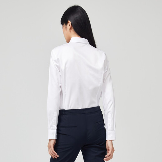 YOUNGOR long-sleeved shirt for women plain DP no-iron shirt pure cotton fabric comfortable anti-wrinkle flat and easy to care for VLDP10171BFW white 37