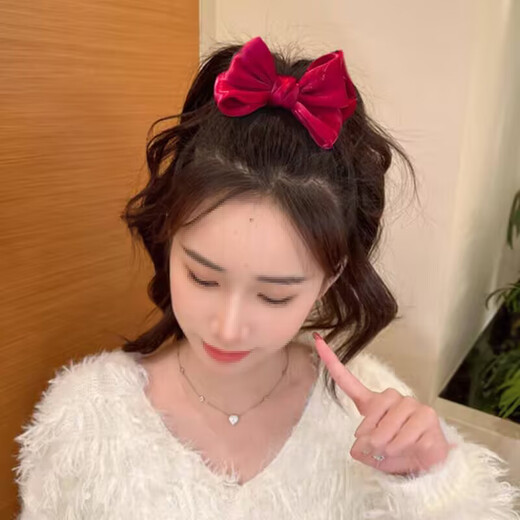 Beautiful National Day performance children's ball head grabber red small hairpin girl's bow hair accessories hairpin female hairpin headdress red diameter 6.5cm