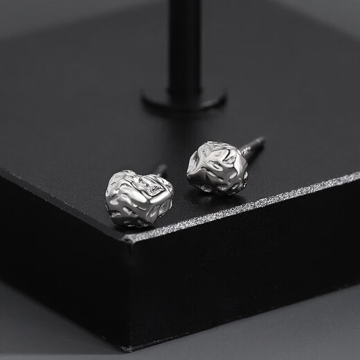 
Buckle Lava Meteorite Earrings for Men Personality Trendy Design Irregular Stone Earrings Frosty Fashion Men Street Earrings ES698 Lava Earrings