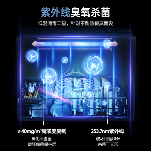 Macro DQ052 double-layer storage embedded disinfection cabinet with double doors and double drawers household 110L ultraviolet ozone sterilization upper and lower layers independently controlled bottle and tableware disinfection cabinet