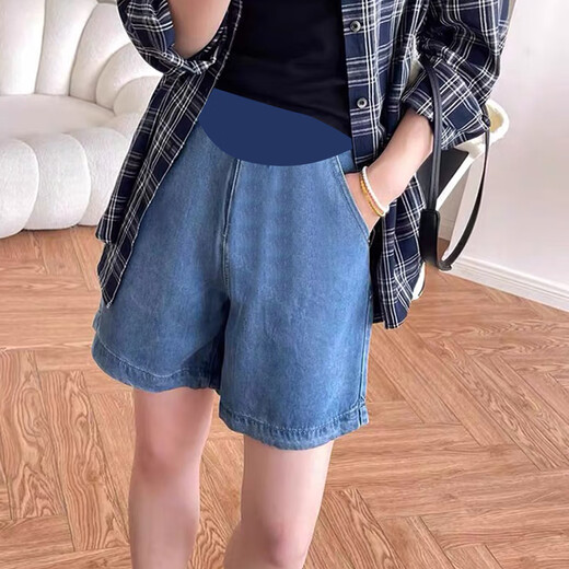 Geman drooping ennis mütterlichheitshorts tragen sommer dünne große Größe losen Mutterschaftshosen Frühlings- und Sommer-Weitbeinhosen Jeans Shorts Dunkelblau M.