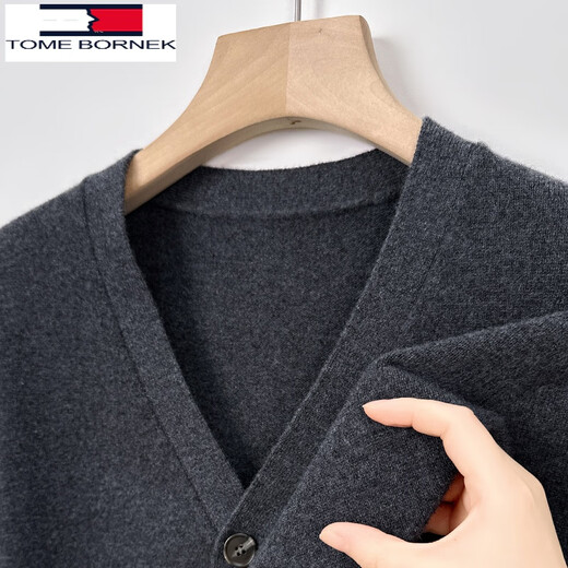 
Tommy Hee Kelly 100% Wool Knit Cardigan Men's Fall Middle-aged Father High-end Fashion Casual Sweater Jacket Autumn Clothes Black 165