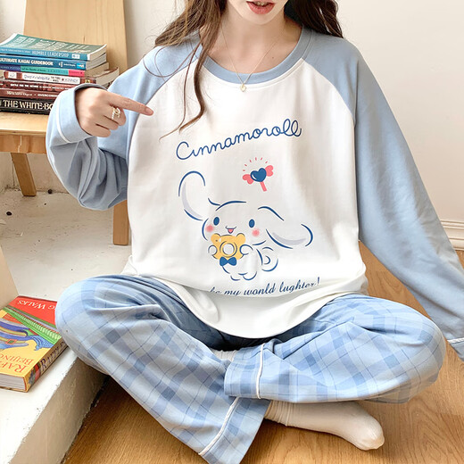 LUO LISI PAJAMAS для женщин весной и осенью хлопкового набора с длинным рукавом 2023 Новый студент INS Style осень и зимняя свобода 15125 Женских XL [[Предлагается 115-135JIN [JIN равно 0,5 кг]]]