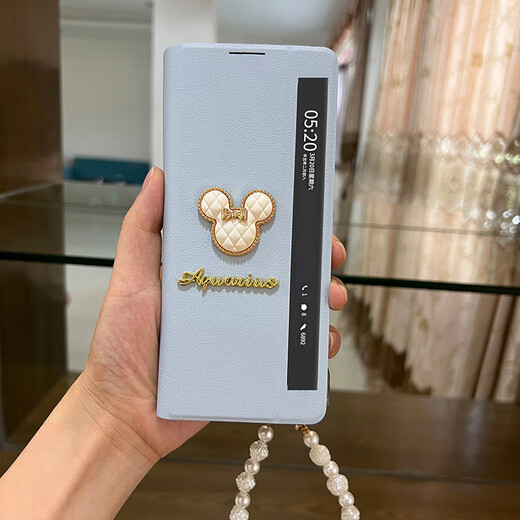 Lion Kaidun Huawei Matex2 Téléphone mobile Version Collector Full-Pack Flip Magnetic Imitation Leather X2 Mobile Phone Case Ultra-Thin Personalité mignon Ladies Mate x2 Nouveau étui [couverture en cuir Sky Blue-Flip] Ballet Girl + Minnie + Rose Pearl Bracelet Huawei Mate X2 Collector's version