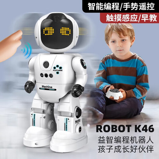 
Zhexiang Dialogue Intelligent Robot Voice Control Remote Control Toy Early Education Black Technology Boy Children's Birthday Gift Kids K46 Intelligent Gesture Robot [High-end Growth Gift