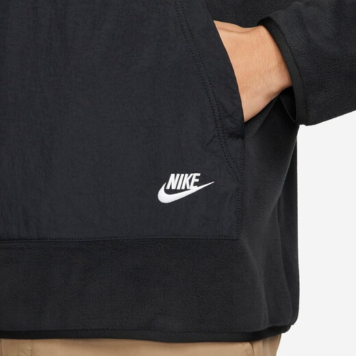 耐克（NIKE）卫衣男士春秋季外套摇粒绒保暖运动服时尚圆领休闲套头衫 DD4855-010黑色  M