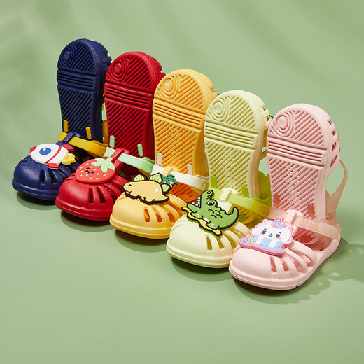 Carter Rabbit toddler shoes for boys, summer water play shoes, soft-soled girls' slippers, non-slip quick-drying beach shoes, cartoon hole shoes, lime, inner length 16cm, size 26 suitable for feet 15.5