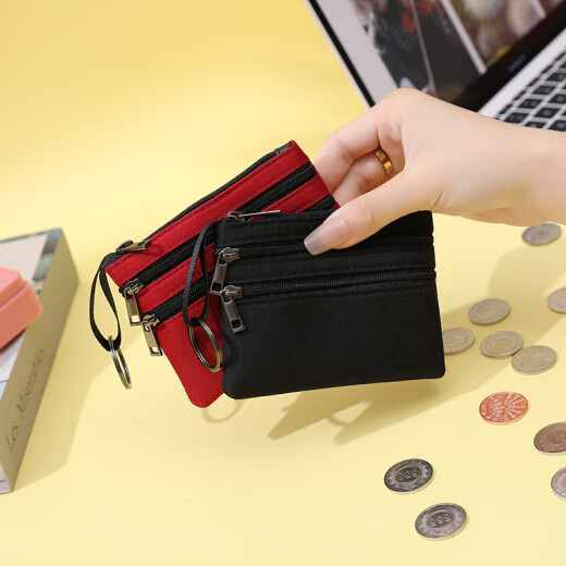 Jiemo Coin Wallet Women Leinwand Handhält kleiner Beutel Student Kurzmini kleiner Geldbeutel Kartenbeutel Herren Reißverschluss Key Coin -Tasche Schwarz