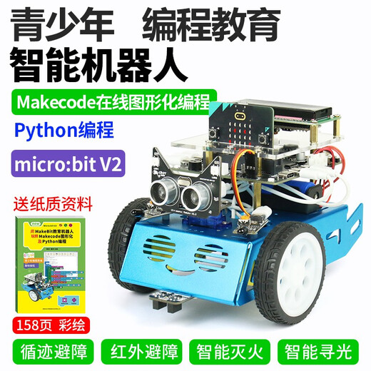 Programación CREATBLOCK Microbit V2 Control remoto Robot Robot gráfico Smart Car Python Education C Paquete: A+ Kit de inicio Purple sin placa base Microbit