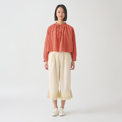 MUJI MUJI IDEE Women's Twisted Long Sleeve Shirt Women's Undershirt Spring and Autumn GAD04C4S Red L (165/88A)
