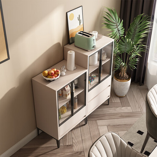 Fan Meilun (Familia) Gabinete lateral de comedor de lujo Ligero Medida de sala de estar Simple Simple Gabinete de vinos Gabinete de vinos Cocina de almacenamiento multifunción Gabinete de almacenamiento 3271 White 60*40*94cm