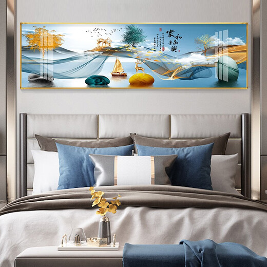 
Mo Hua Lulin Modern Simple Bedroom Decoration Painting Warm and Romantic Bedside Painting Hotel Hotel B&B Room Hanging Painting Background Wall Painting 03 Shilai Run 12146 200*60 Gold Frame (Diamond Inlay Painting) Customized Size