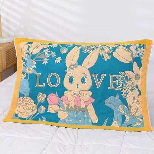 Chennai pure cotton gauze pillow towels, large pair, high-end adult students, thick pillow towels for couples, non-shedding, non-fading, five-layer houndstooth green pair