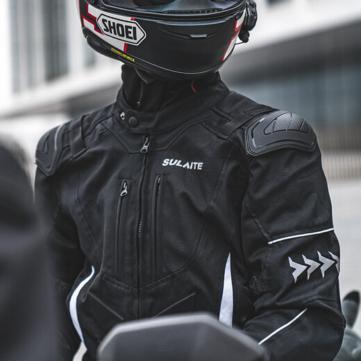 SULAITE motorcycle summer riding suit anti-fall imitation racing motorcycle suit riding suit off-road racing men and women four seasons riding equipment [Black suit] Summer/breathable/CE protective gear M